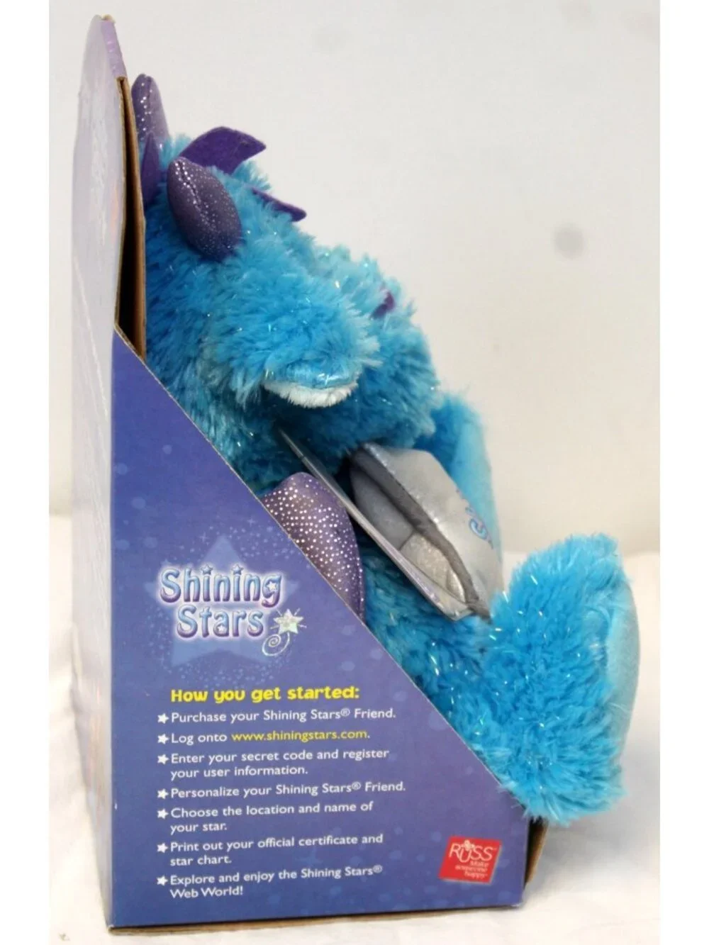 2007 Russ Plush Shining Stars Blue Dragon Animal Wings Blue Int'l Registry Code
